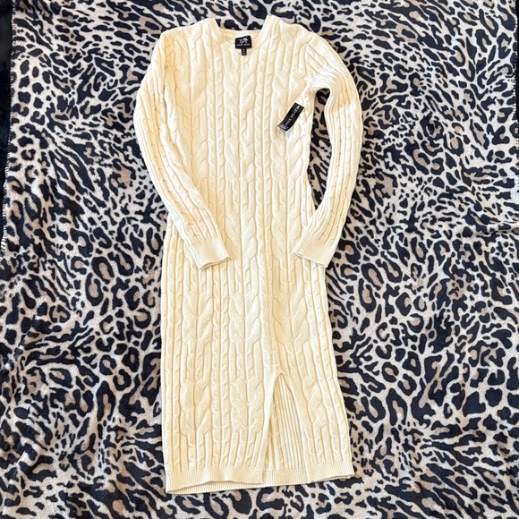 Derek Heart Dresses & Skirts - Derek Heart Cream Long Sleeve Cable Knit Dress